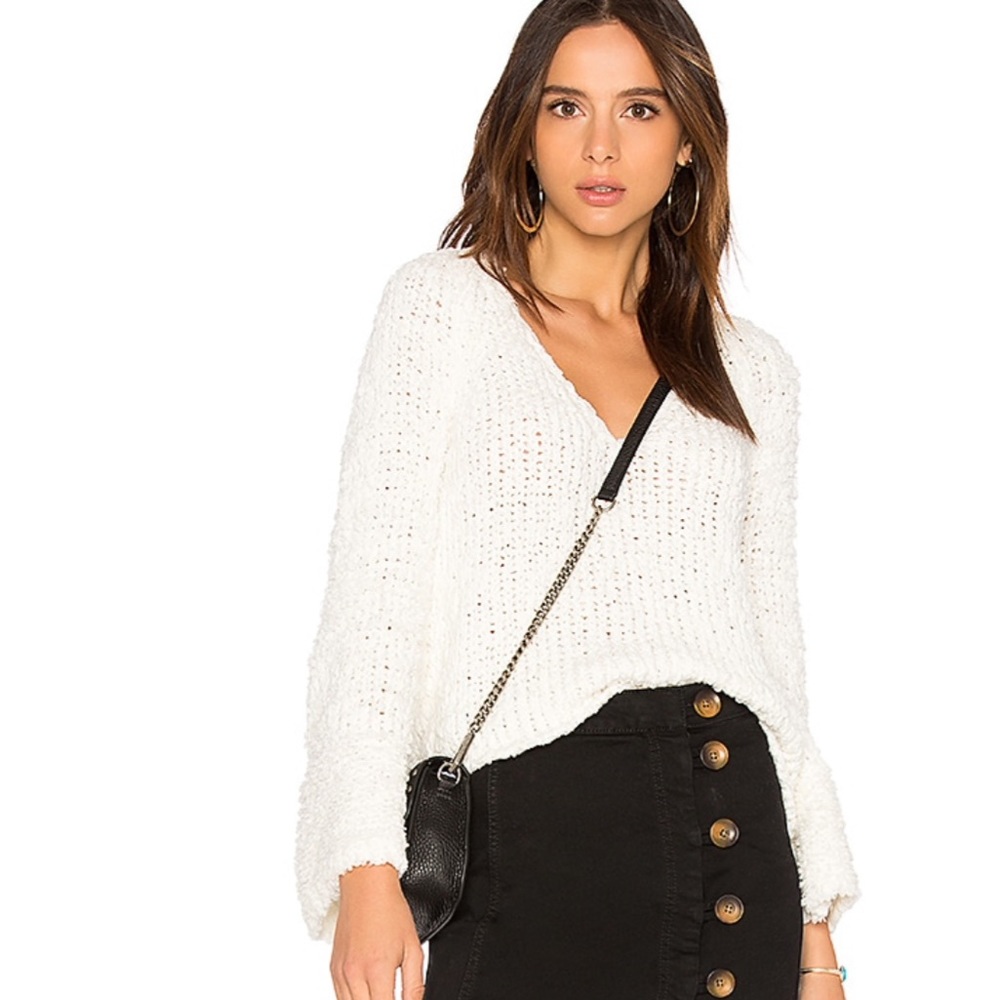White V-Neck Women’s Sweater - Classic Cozy Knit
